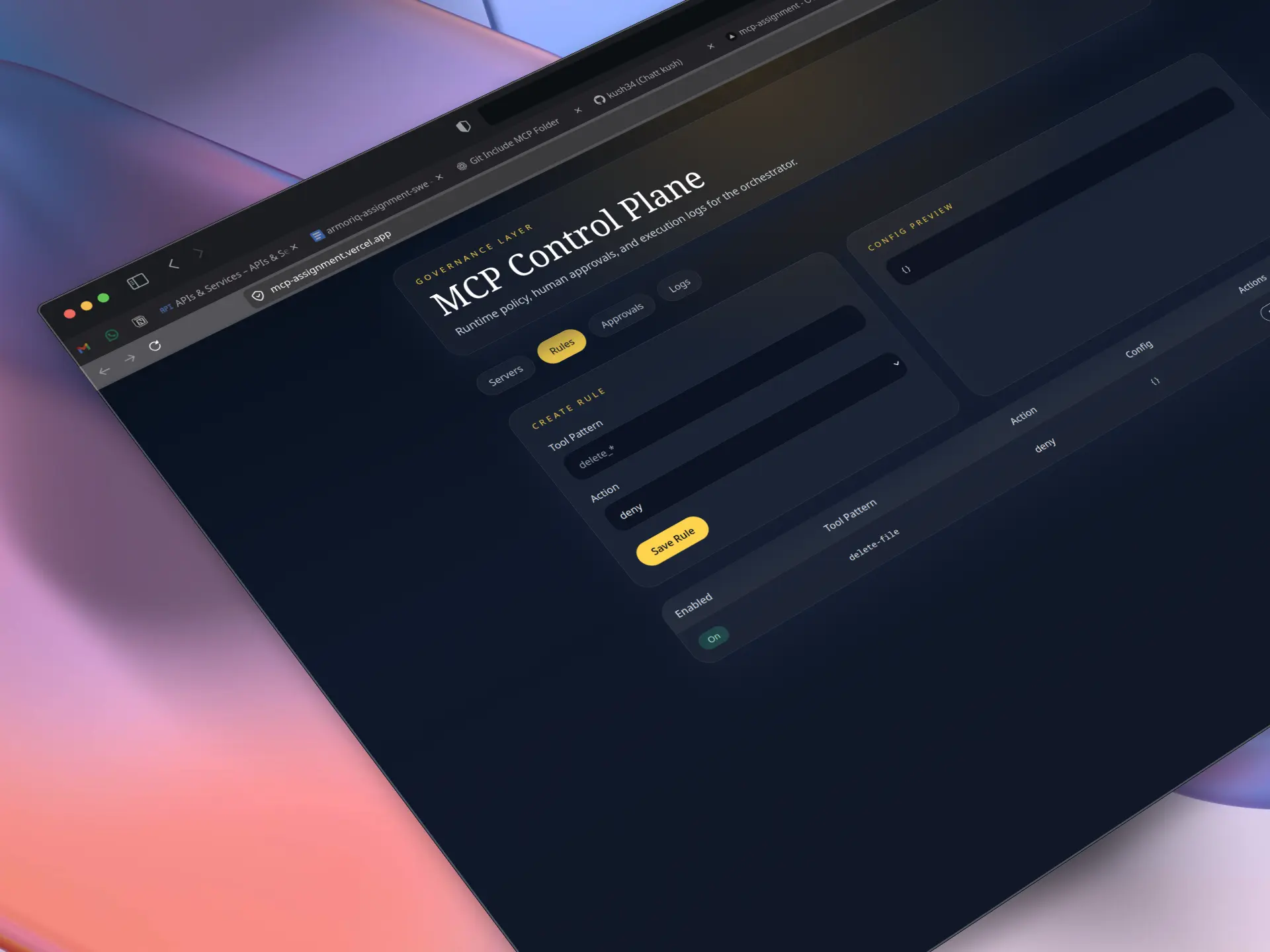Guarded AI Agent with MCP Support and Policy Dashboard